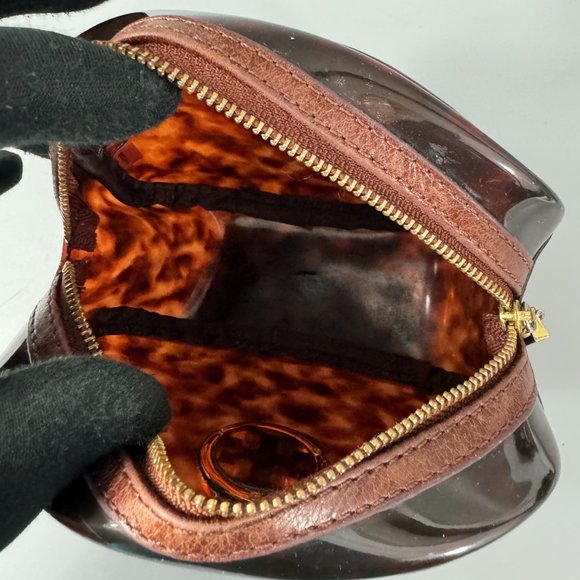 Tory Burch Clear Tortoise Shell PVC Small Zip Cosmetic Bag - Picture 12 of 14